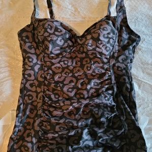 Leopard print tankini bathing suit top